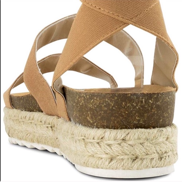 Camel Espadrille Platform Two Strap Sandals 👡 - Picture 7 of 7